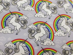 Unicorn's and Rainbow's on Grey cotton car steering wheel cover