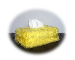 Yellow Fluffy faux fur Rectangular Tissue Box Cover