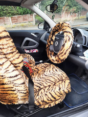 Gold tiger fuzzy car accessories
