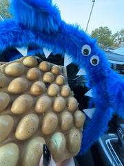 Royal Blue monster steering wheel cover eating waffles