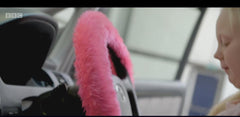 Barbie Pink fuzzy faux fur car steering wheel cover Poppys Crafts