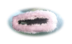 Baby pink faux fur rear view interior car mirror cover Poppys Crafts