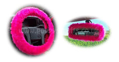 Barbie Pink fuzzy steering wheel cover with cute matching rear view mirror cover Poppys Crafts