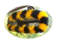Fuzzy faux fur rear view interior car mirror cover in choice of print