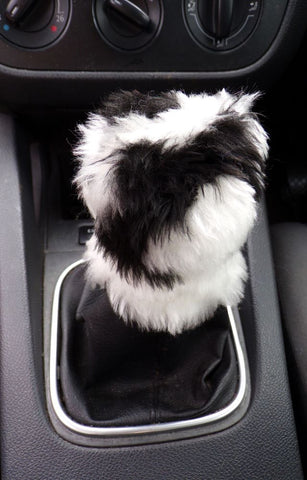 Cow print Fuzzy faux fur Gear knob cover