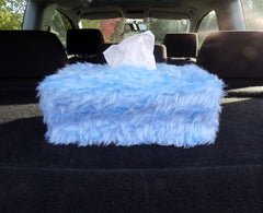 Baby Blue Fuzzy faux fur Rectangular Tissue Box Cover