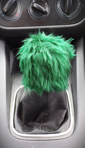 Fuzzy faux fur Bottle Green Gearknob cover