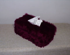 Fluffy faux fur Rectangular Tissue Box Cover choice of colours Burgundy
