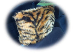 1 pair of Fuzzy Faux fur Gold Tiger Headrest covers in a choice of print's Poppys Crafts