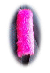 Barbie pink fuzzy faux fur car seatbelt pads 1 pair Poppys Crafts
