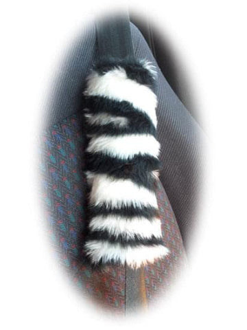 Fuzzy faux fur seatbelt pads in a choice of print's