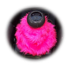 Barbie pink fuzzy faux fur gear stick gaiter cover Poppys Crafts