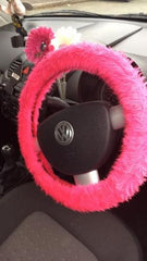 Barbie Pink fuzzy faux fur car steering wheel cover Poppys Crafts