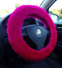 Fuzzy furry steering wheel cover choice of colour's Magenta Pink