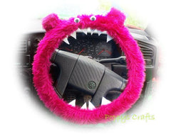 Barbie Pink fuzzy Monster car steering wheel cover Poppys Crafts
