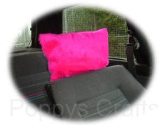 1 pair of Plain furry faux fur fluffy fuzzy plain car seat headrest covers choice of colour color pink black red yellow blue orange white Poppys Crafts