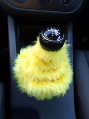 Yellow fuzzy faux fur gear stick gaiter cover