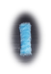 Fuzzy Baby blue fluffy car seatbelt pads faux fur 1 pair Poppys Crafts