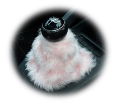 Cute Baby pink fluffy fuzzy gear stick gaiter cover Poppys Crafts