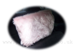Fluffy Baby Pink faux fur car headrest covers 1 pair Poppys Crafts