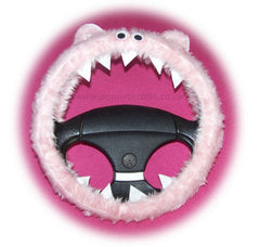 Fuzzy Monster car steering wheel cover Plain faux fur choice of colour Poppys Crafts