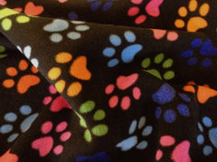 Black and Multi-coloured Paw print fleece steering wheel cover and seatbelt pads Poppys Crafts