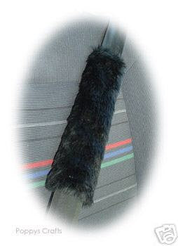 Black fuzzy faux fur shoulder strap pad single
