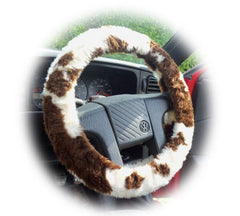 Fuzzy Faux fur Steering wheel cover in a choice of print's Poppys Crafts