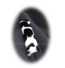 Black and white Cow print fuzzy car seatbelt pads 1 pair Poppys Crafts