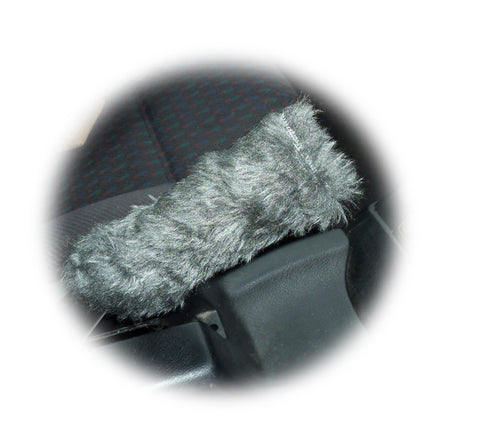 Fuzzy faux fur Dark grey Handbrake cover cute