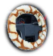 Fuzzy Faux fur Steering wheel cover in a choice of print's Poppys Crafts