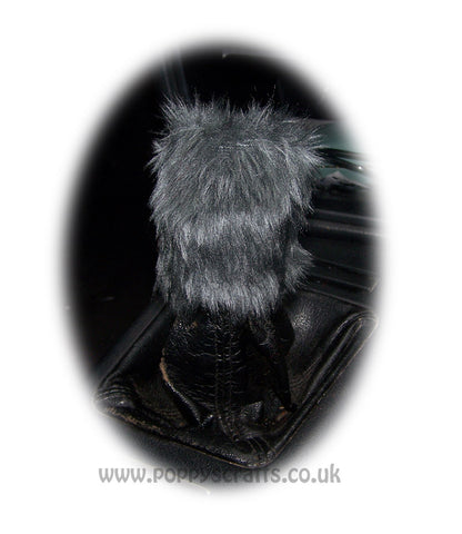 Fuzzy faux fur Dark Grey Gear knob cover cute