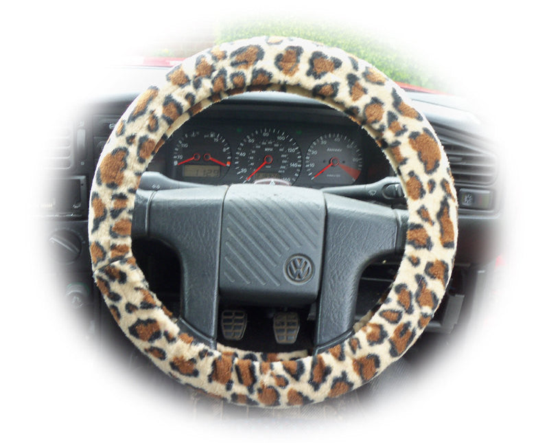 Lovely Leopard print fleece car steering wheel cover Poppys Crafts