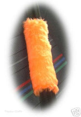 Fuzzy faux fur Orange car seatbelt pads furry and fluffy 1 pair Poppys Crafts