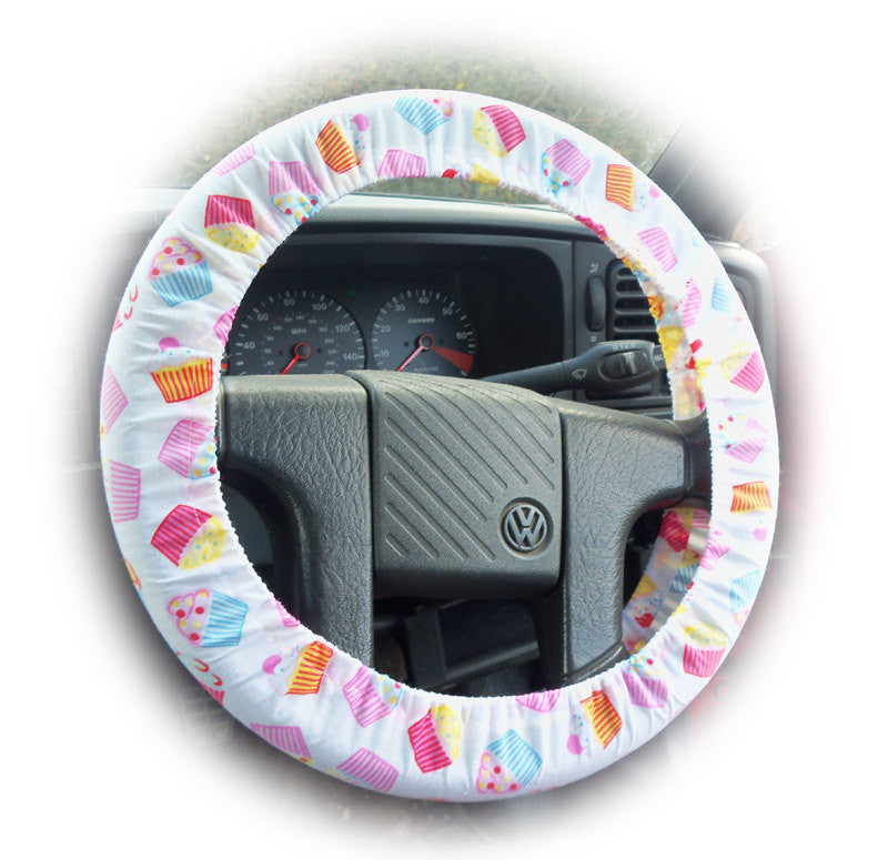 Cute Cupcake print cotton car steering wheel cover Poppys Crafts