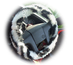 Fuzzy Faux fur Steering wheel cover in a choice of print's Poppys Crafts