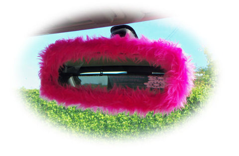 fuzzy faux fur rear view interior car mirror cover in choice of colour