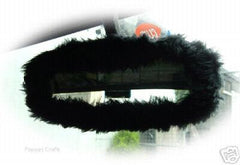 fuzzy faux fur rear view interior car mirror cover in choice of colour Poppys Crafts