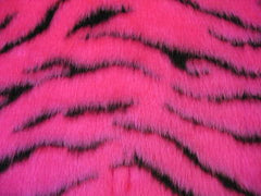 Pink and black tiger stripe fuzzy faux fur seatbelt pads 1 pair Poppys Crafts