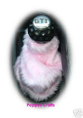 cute fluffy faux fur Baby Pink car accessories set Gear knob gaiter mirror and handbrake covers furry fuzzy Poppys Crafts