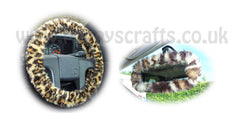 Leopard Print fuzzy steering wheel cover with cute matching rearview interior mirror cover Poppys Crafts