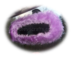 Lilac fuzzy steering wheel cover with cute matching rearview mirror cover Poppys Crafts