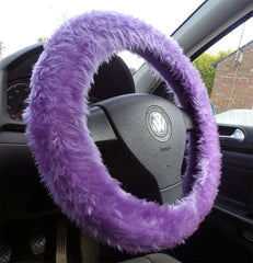 Pretty Lilac fuzzy faux fur car steering wheel cover Poppys Crafts
