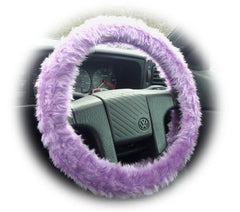 Gorgeous Lilac Car Steering wheel cover & matching fuzzy faux fur seatbelt pad set Poppys Crafts