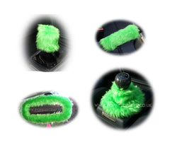 Fluffy faux fur 4 piece car accessories set choice of colour Poppys Crafts