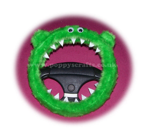 Lime Green fuzzy Monster car steering wheel cover