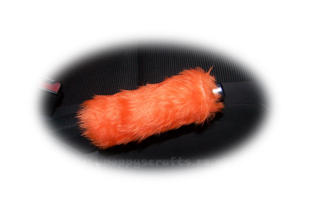 Fuzzy faux fur Tangerine Orange Handbrake cover cute Poppys Crafts