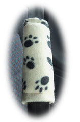 Paw print Fleece Car Steering wheel cover & matching seatbelt pad set Poppys Crafts