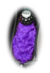 Gorgeous Purple fluffy faux fur car accessories 4 piece set Poppys Crafts