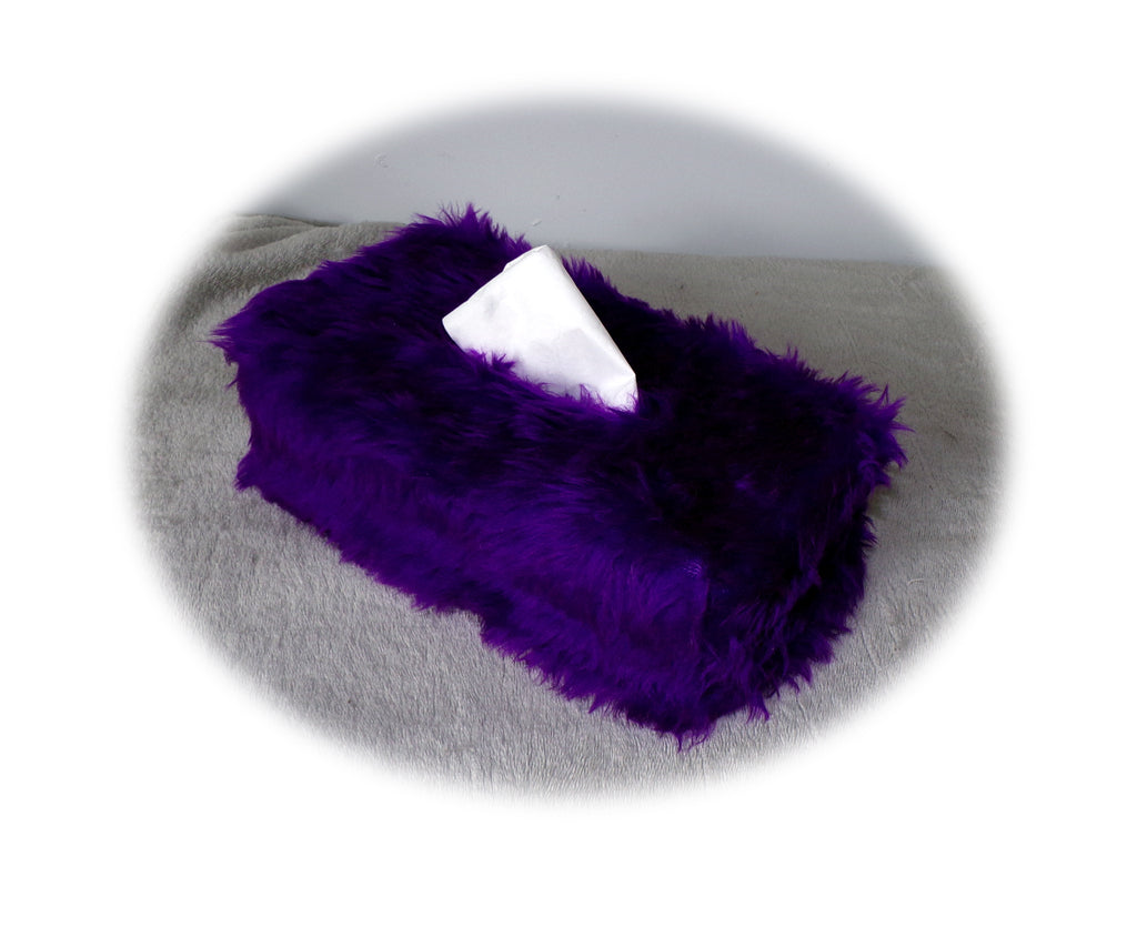 Purple Fluffy faux fur Rectangular Tissue Box Cover Poppys Crafts